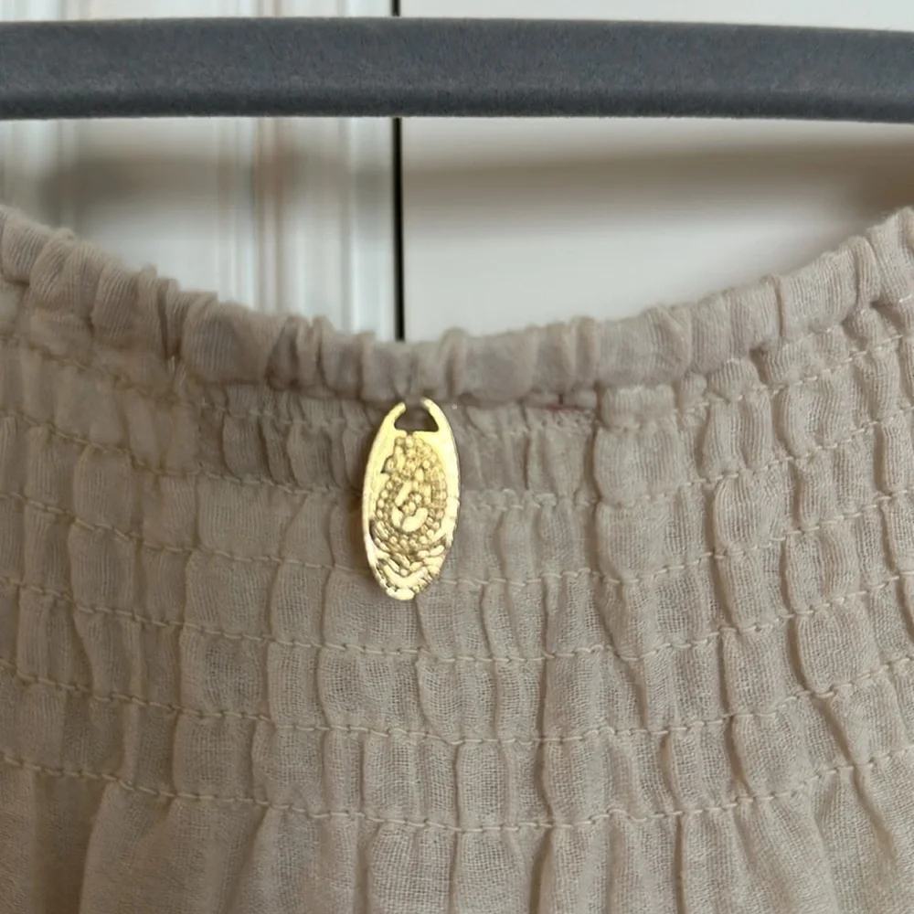 Ladies beige & white Embroidered “Gardenia Top” blouse size medium by Ruby Yaya - Picture 7 of 7